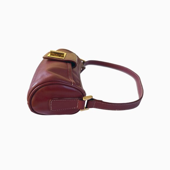 Vintage Lauren Ralph Lauren Baguette Bag Burgundy Red Leather Twist-Lock Y2K 90s - Picture 5 of 11